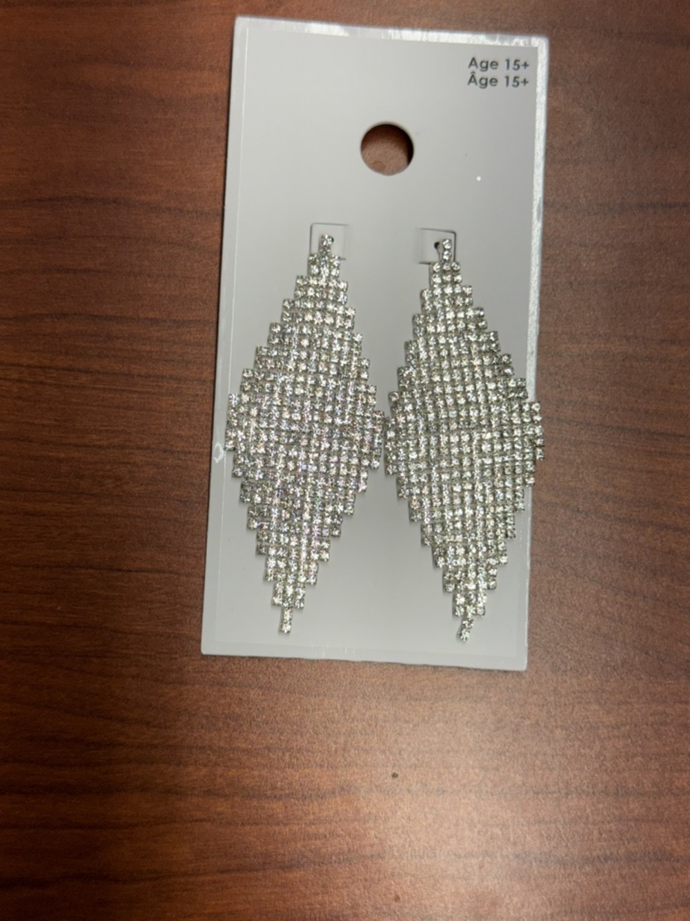 Silver Crystal Rhinestone Drop Earrings